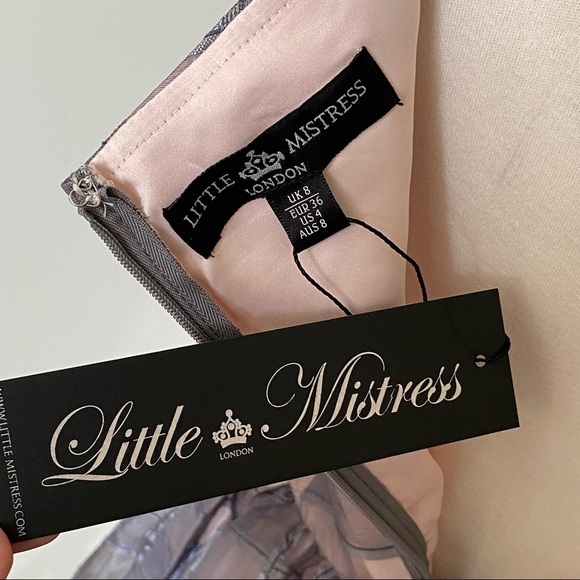 Asos Little Mistress Gray and Pink Windowpane Midi Dress, size 4 - Picture 10 of 14